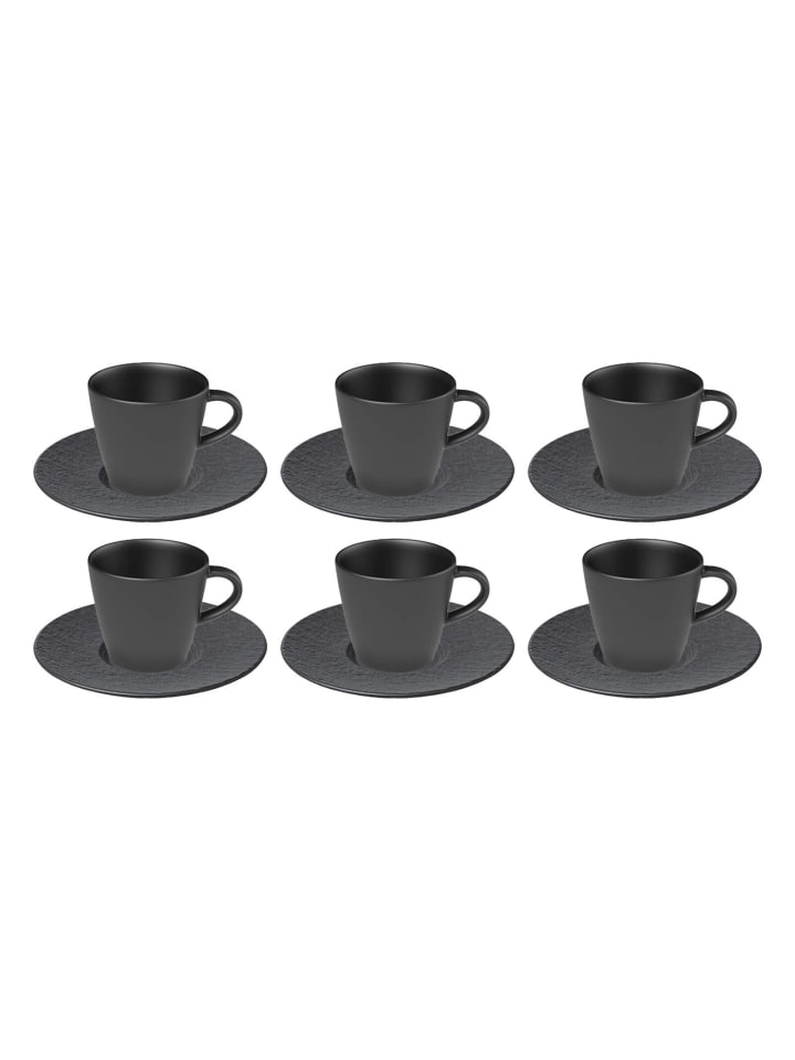 12-tlg. Kaffee Set Manufacture Rock in Schwarz 150 ml