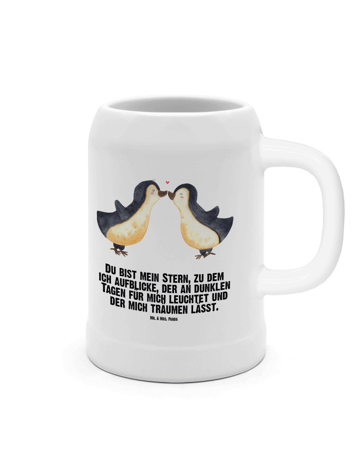 Krug Pinguin Liebe mit Spruch in Weiß