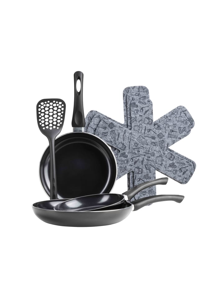 Pfannen Set, 7-tlg., Aluminium Ezaki in Schwarz