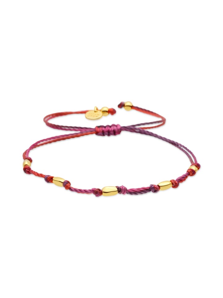 bracelet in metal alloy and purple cotton with an 18k yellow gold finish -Buawe