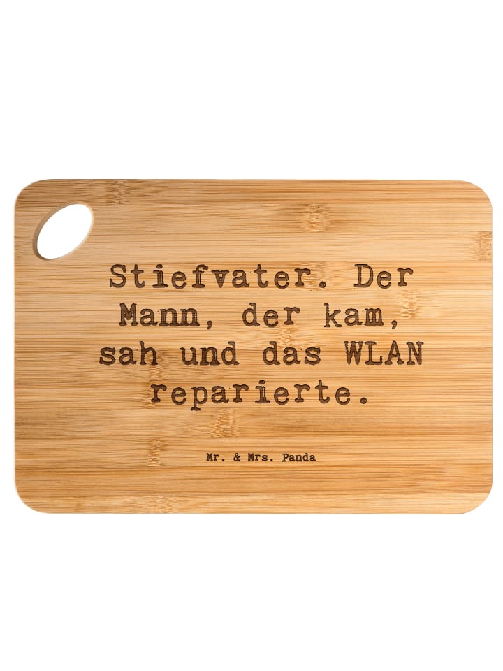 Holzbrett Spruch Stiefvater Held mit Spruch in Braun