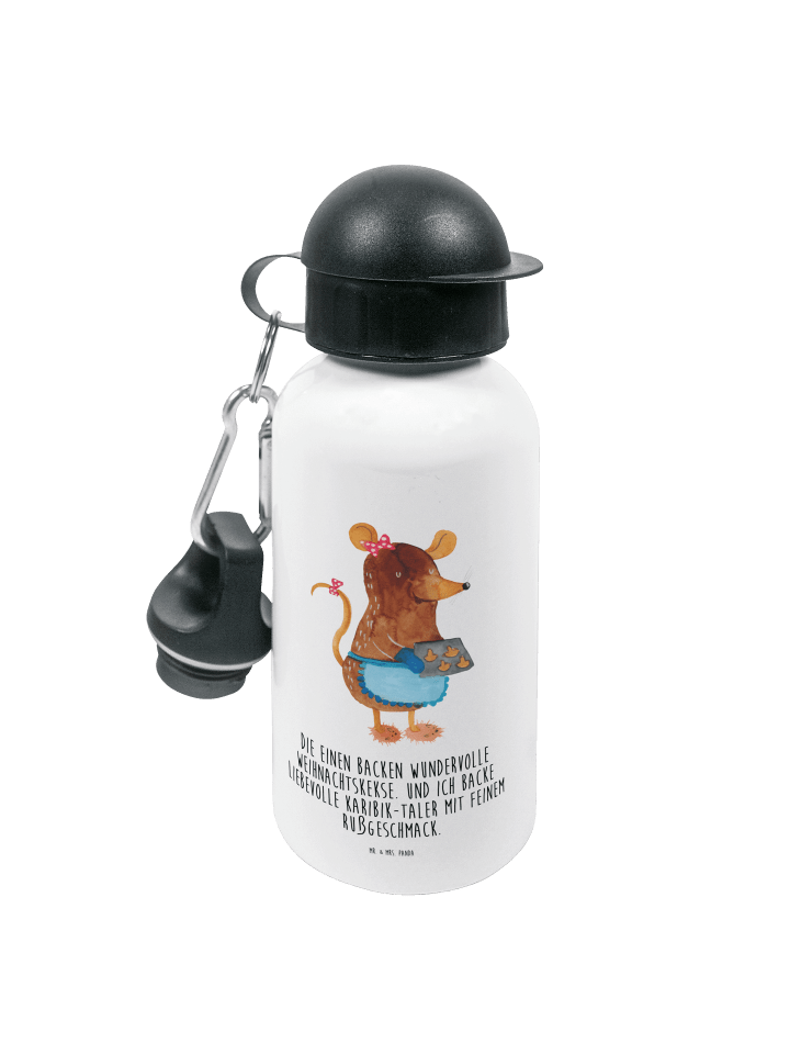 Trinkflasche Maus Kekse mit Spruch in Weiß