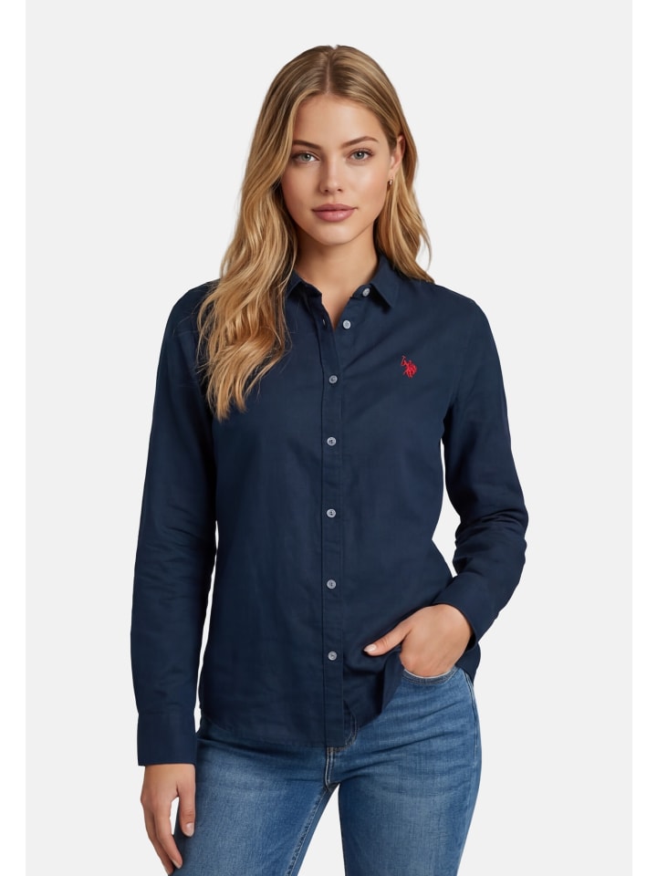 U.S. POLO ASSN. Damen Leinenshirt P045 in Navy