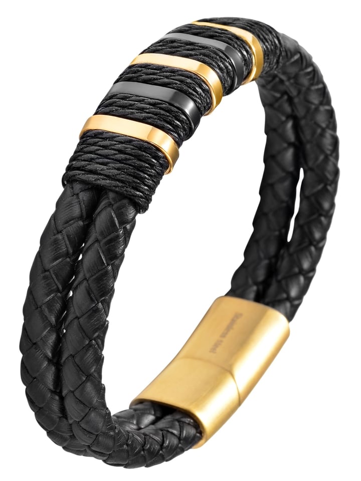 Unisex Armband – Lederarmband aus Leder 21 cm in schwarz