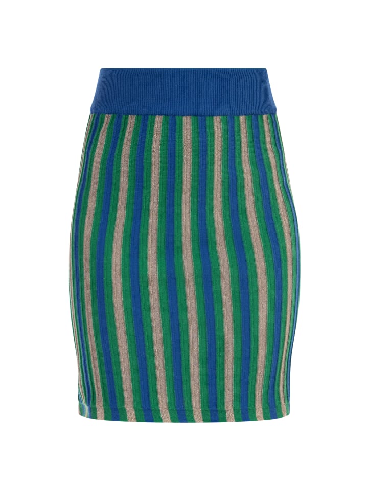 Damen Strick Minirock in Blau Mehrfarbig