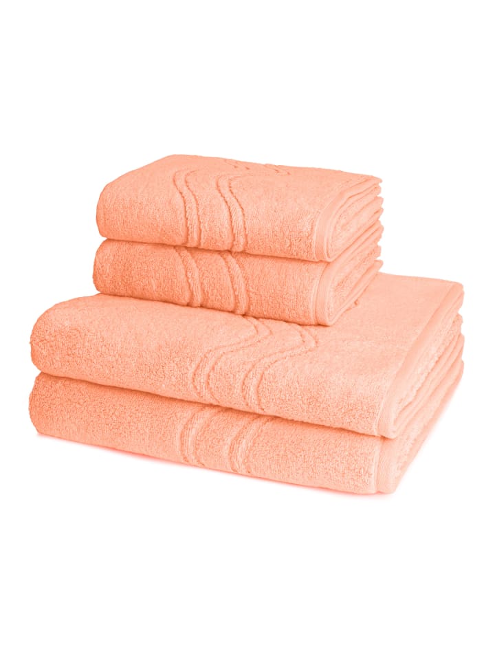 2 X Handtuch 2 X Duschtuch im Set Cashmere feeling in Peach Pink