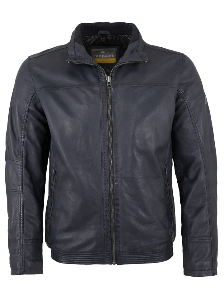 Lederjacke Lammnappa in Blau