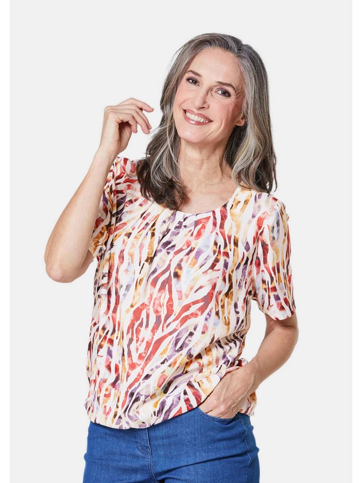 Farbbrillante Druckbluse mit liebevollen Details in bunt / gestreift