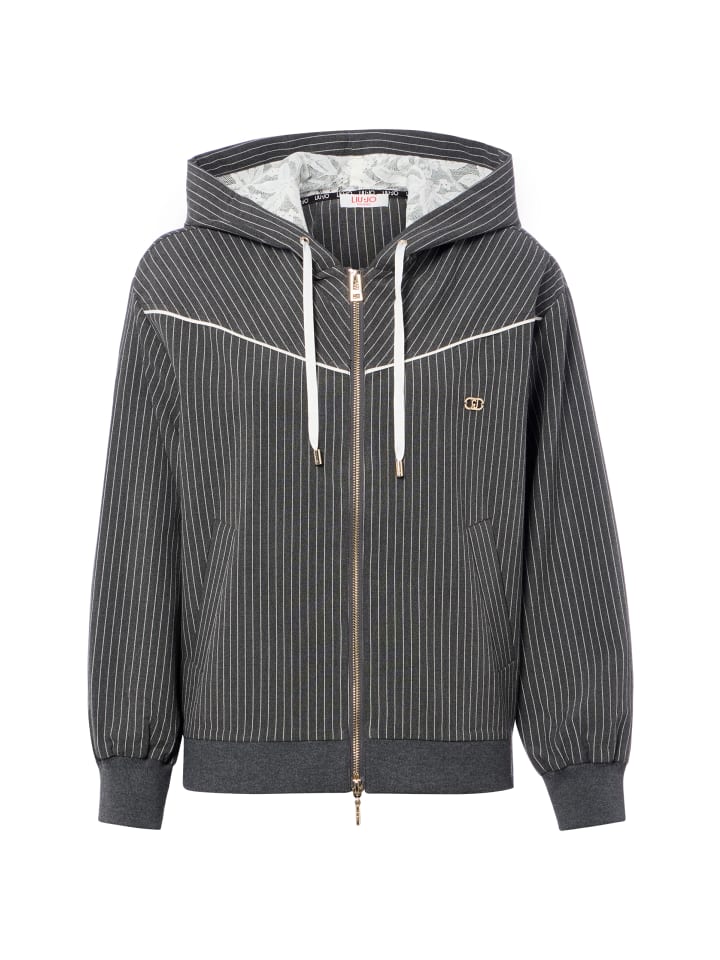 Sweatjacke in anthrazit weiß - 0001
