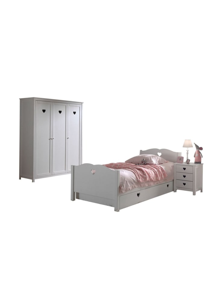 KINDERZIMMER Kamila 9 weiß aus MDF mit Bett, Schrank und Nachtkonsole