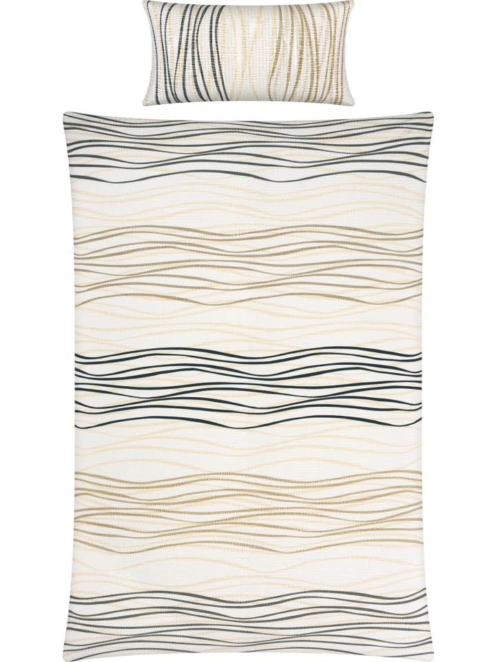 Seersucker Bettwäsche in beige-grau