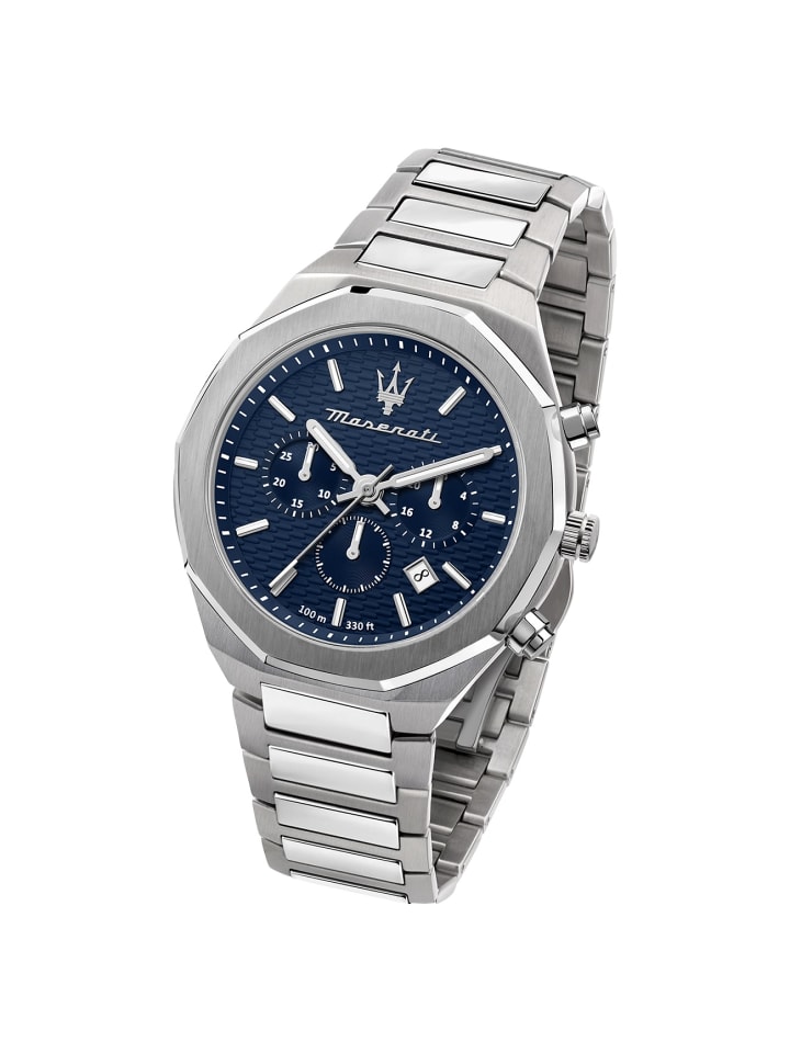 Chronograph-Armbanduhr Maserati Stile in silber groß (ca. 45mm)