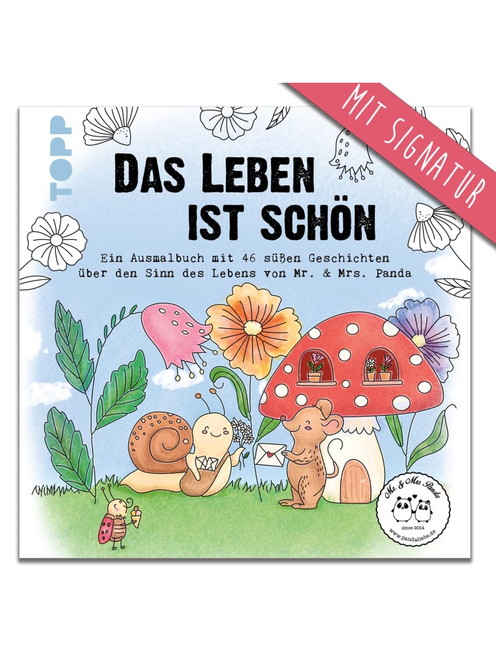 Malbuch Das Leben ist schön! mit Signatur von M... in Weiß