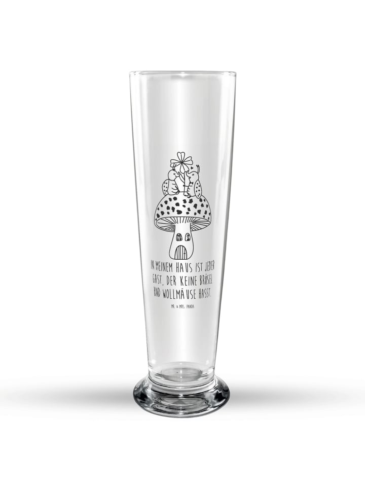 Bierglas Marienkäfer Fliegenpilz mit Spruch in Transparent