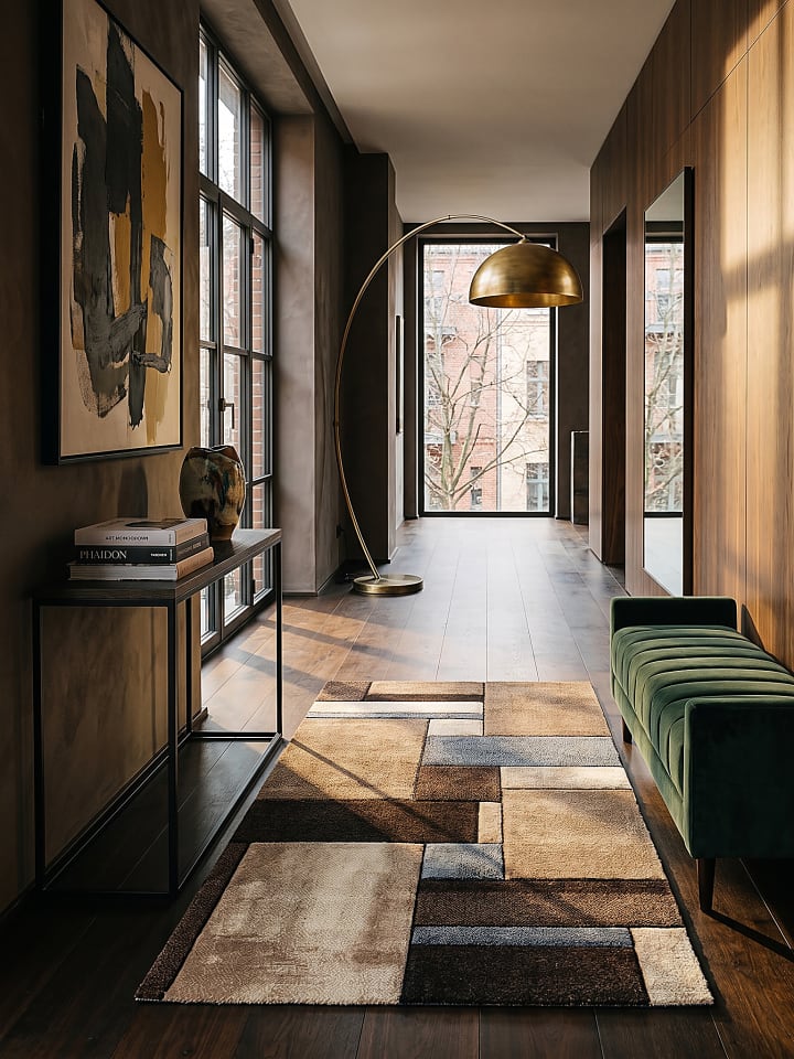 Teppichläufer Patchwork pflegeleicht Wohnzimmer Schlafzimmer Flur in Beige