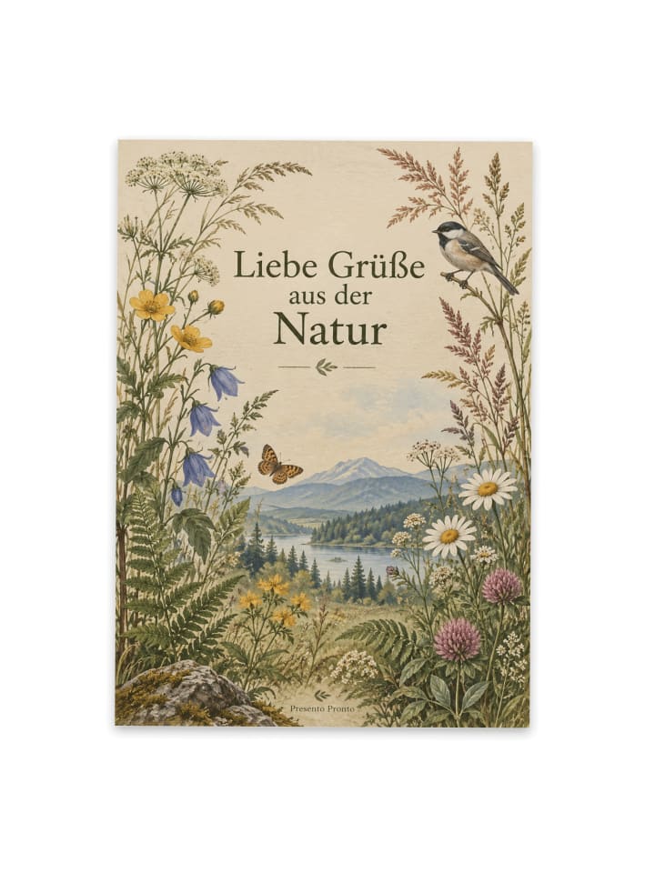 Postkarte Blumen botanisch Design mit Spruch in Weiß