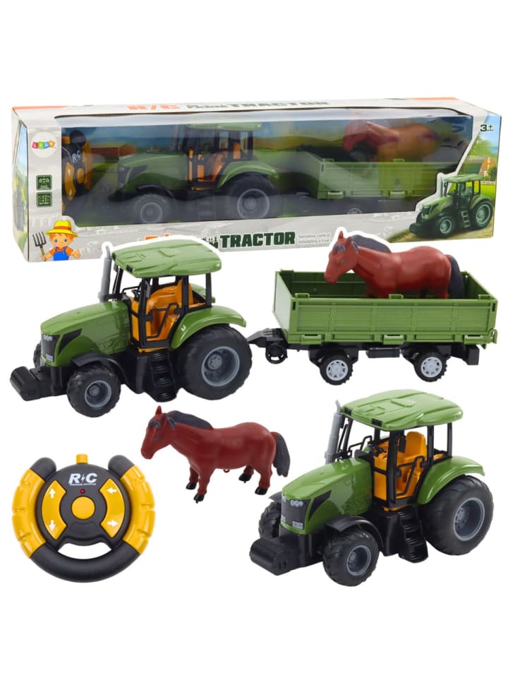 Ferngesteuertes RC-Traktor-Set mit Anhänger und Pferd