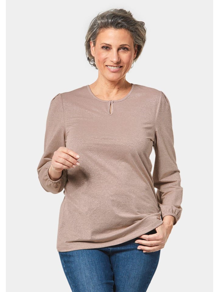 Kurzgröße:  Glanzshirt in walnuss