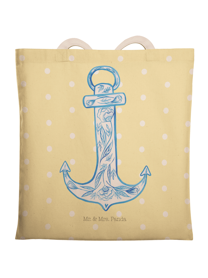 Tote Bag Anker Blau ohne Spruch in Gelb Pastell