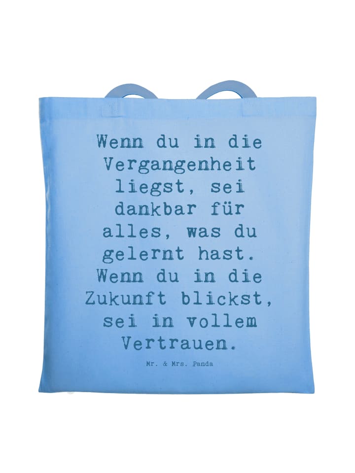 Umhängetasche Spruch Freude und Vertrauen mit S... in Sky Blue