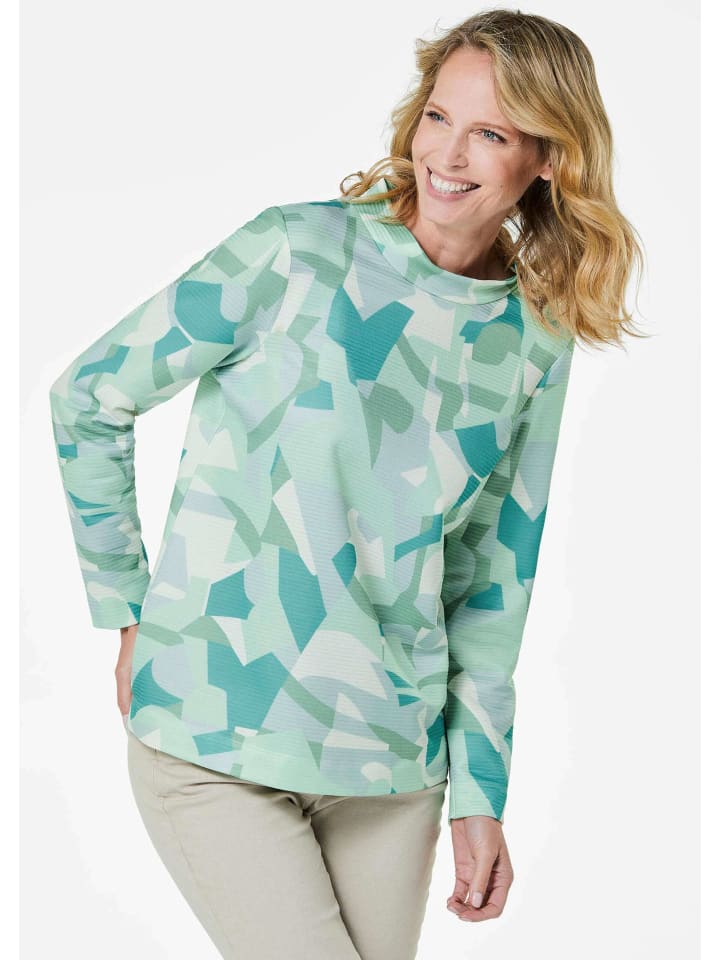 Kurzgröße: Sweatshirt in salbei / gemustert