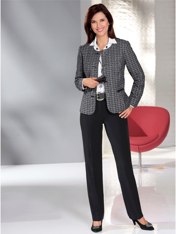 Blazer in schwarz-weiß-gemustert