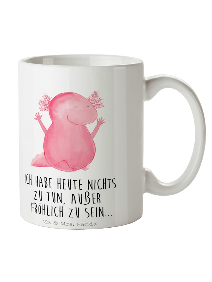 Kaffeetasse Axolotl Hurra mit Spruch in Weiß