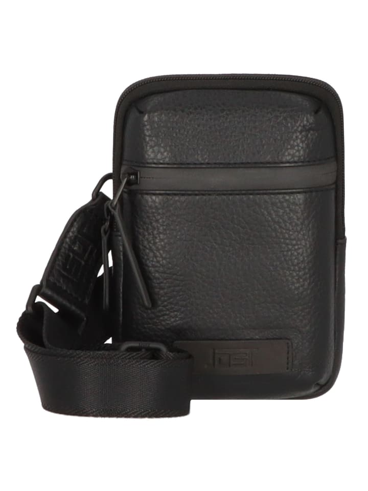 Stockholm Umhängetasche Leder 13 cm schwarz