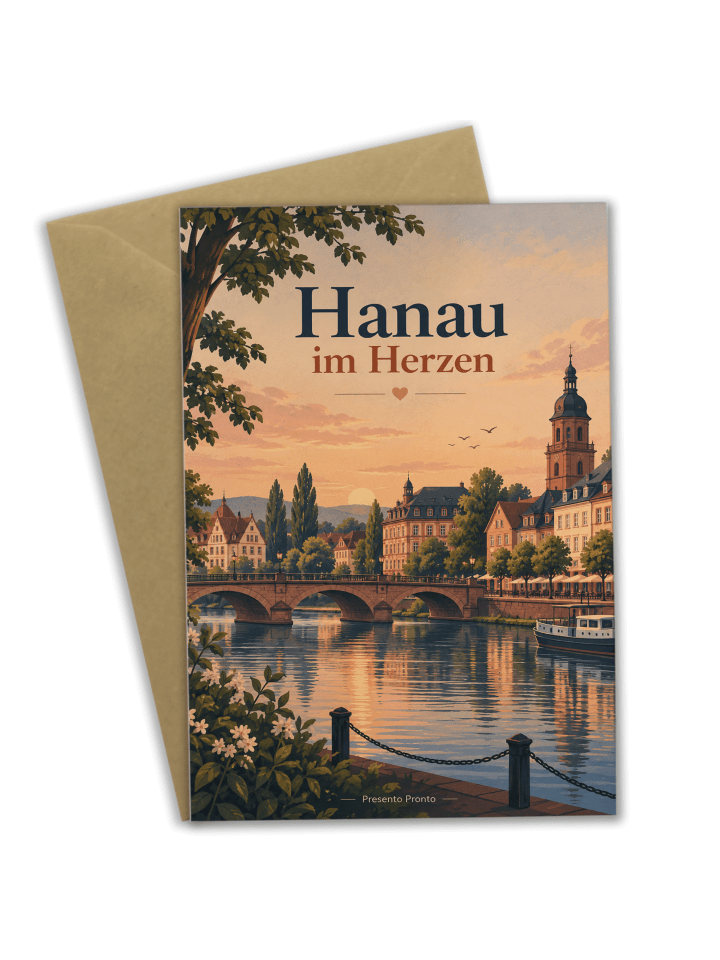 Grußkarte Stadt modern Design mit Spruch in Weiß