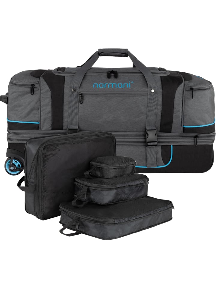 Reisetrolley 120-150 L mit Kleidertaschen in Grau/Blau