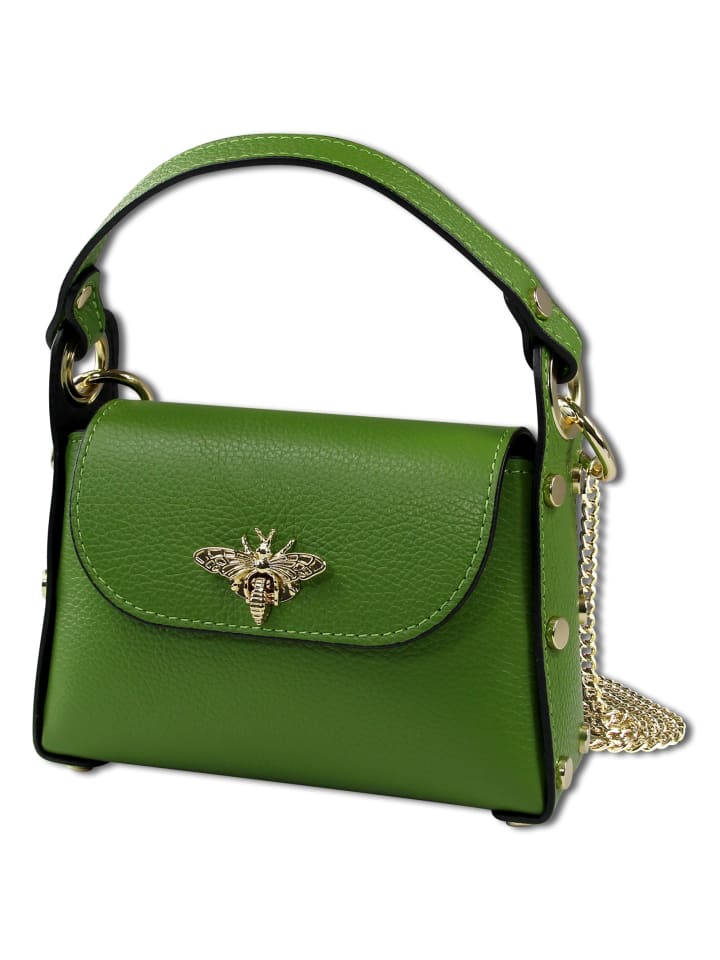 Leder Umhängetasche Toscanto Tasche grün ca. 19cm