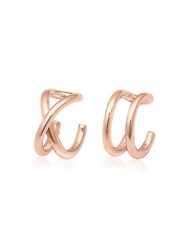 Ohrringe 925 Sterling Silber Kreuz, Geo in Rosegold