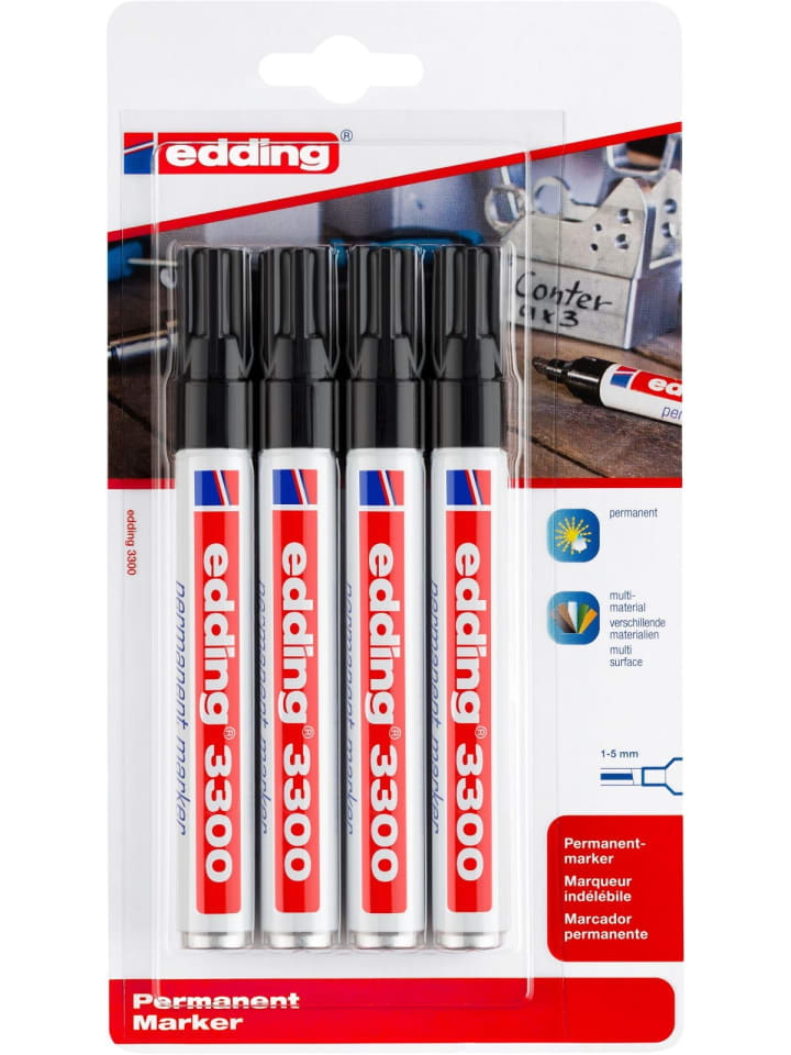 Permanentmarker edding 3300 nachfüllbar 1-5mm schwarz 4 Stück