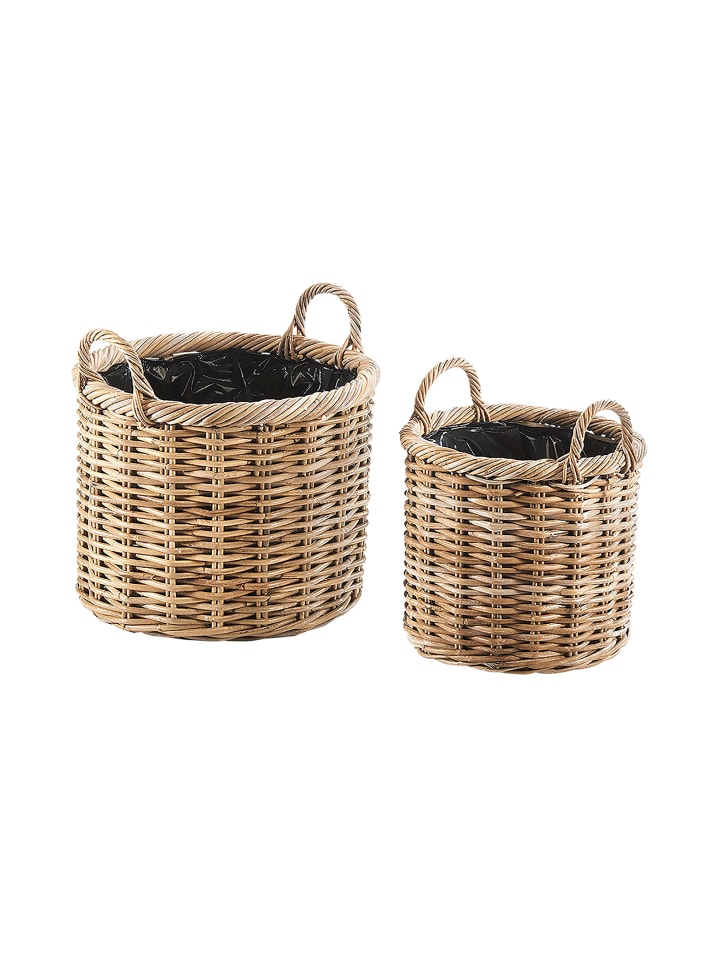 2tlg. Set Pflanzkübel HANDLEBASK2 in Grau