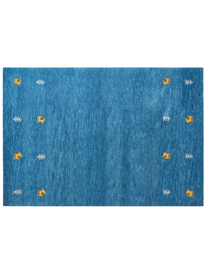 Kurzflor CALTI in Blau/Gelb/Grau - (W) 160 x (L) 230 cm