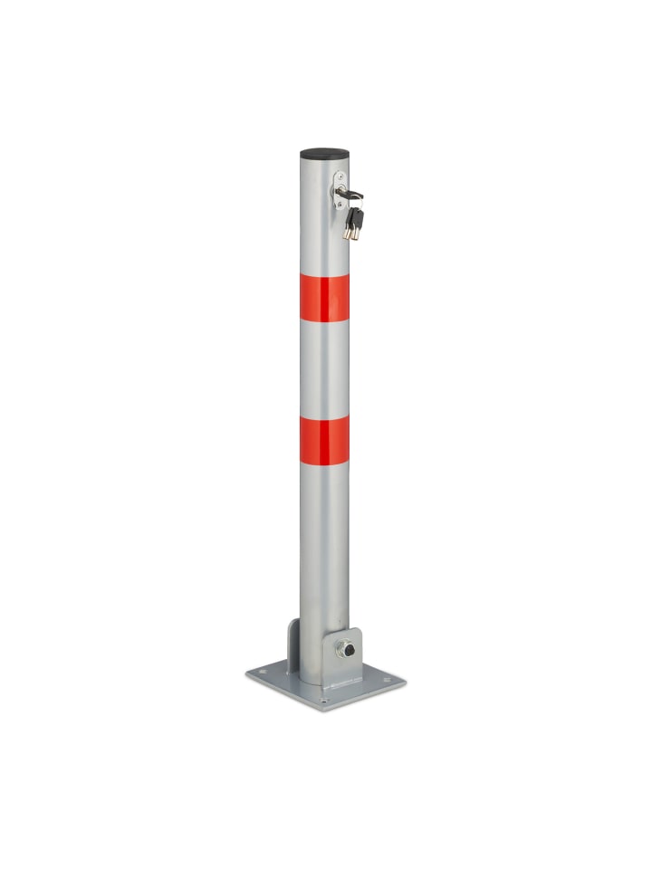 Absperrpfosten in Silber/ Rot - (B)15 x (H)65 x (T)13 cm