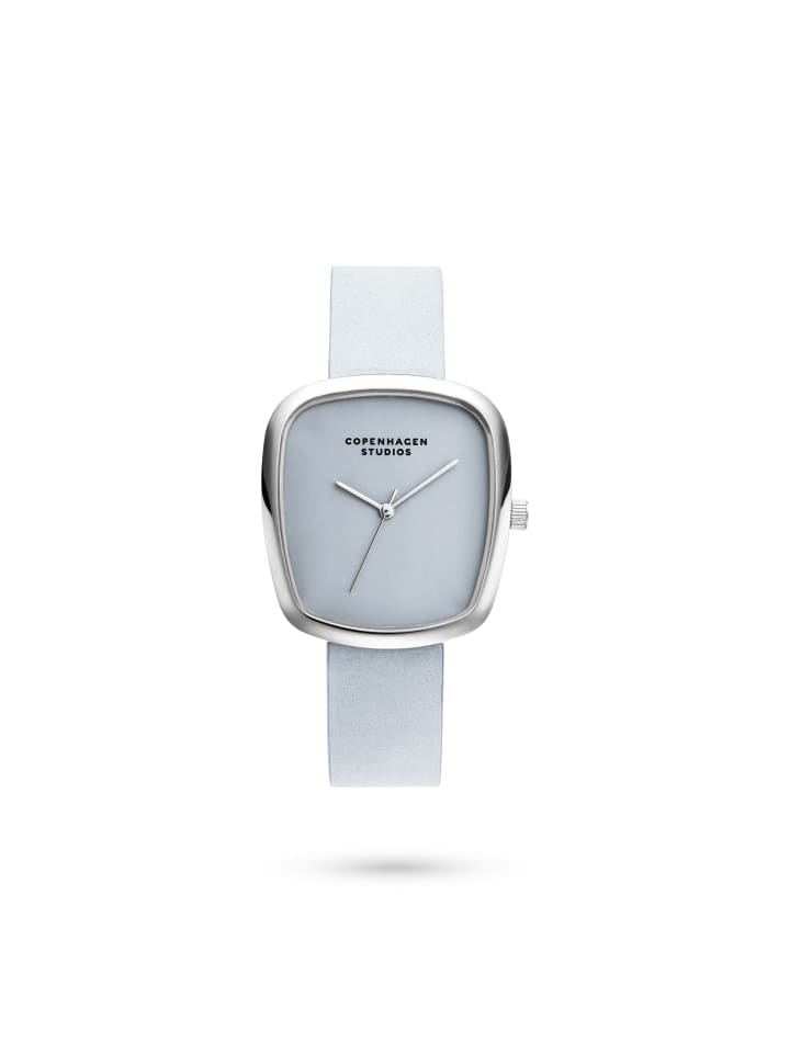 Armbanduhr Curved Leather in silber