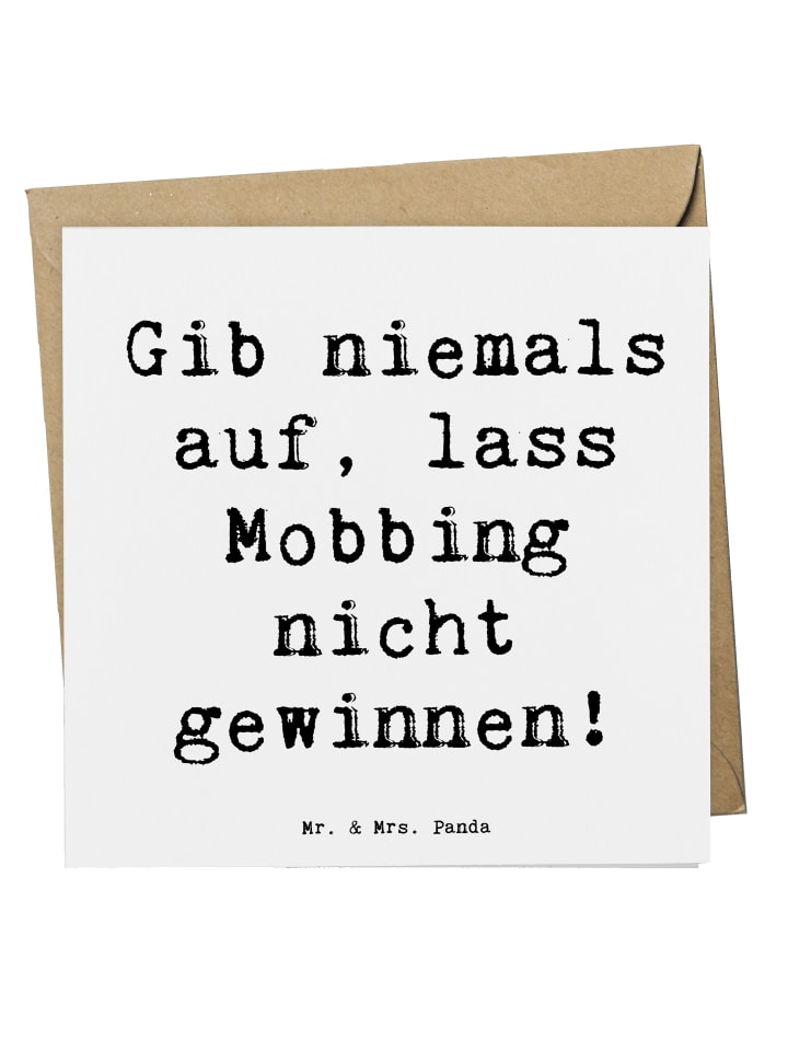 Klappkarte Spruch Mobbing bewältigen mit Spruch in Weiß