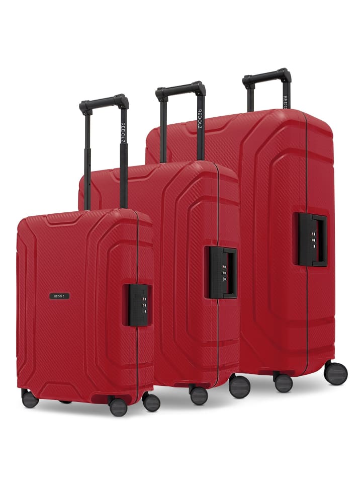 Essentials 15 4-Rollen Kofferset 3-tlg. mit Dreipunkt-Verschluss classic red