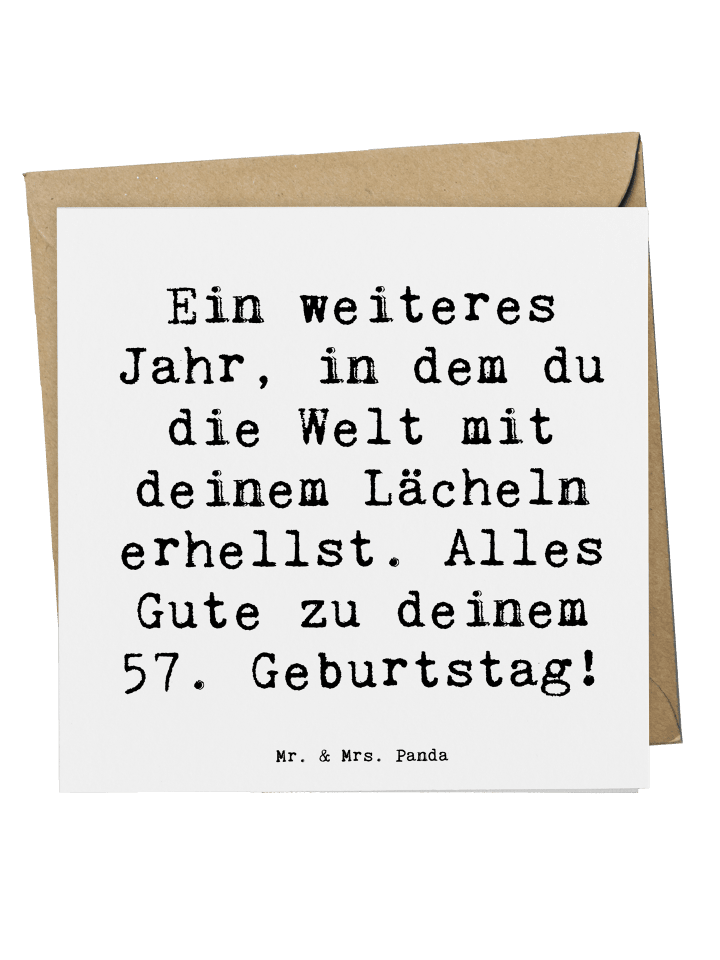 Deluxe Karte 57. Geburtstag Lächeln mit Spruch in Weiß