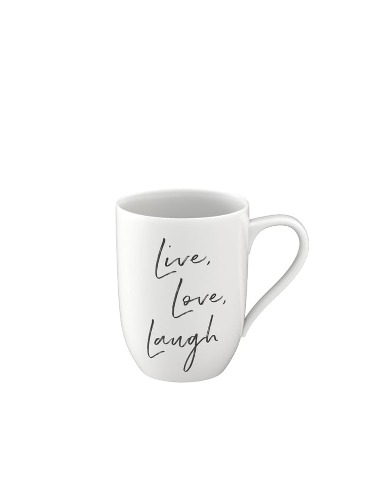 Becher mit Henkel 'Live Love Laugh' Statement in Weiß 290 ml