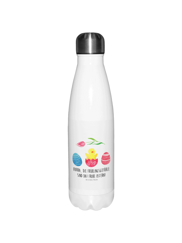 Trinkflasche Küken Schlüpfen mit Spruch in Weiß