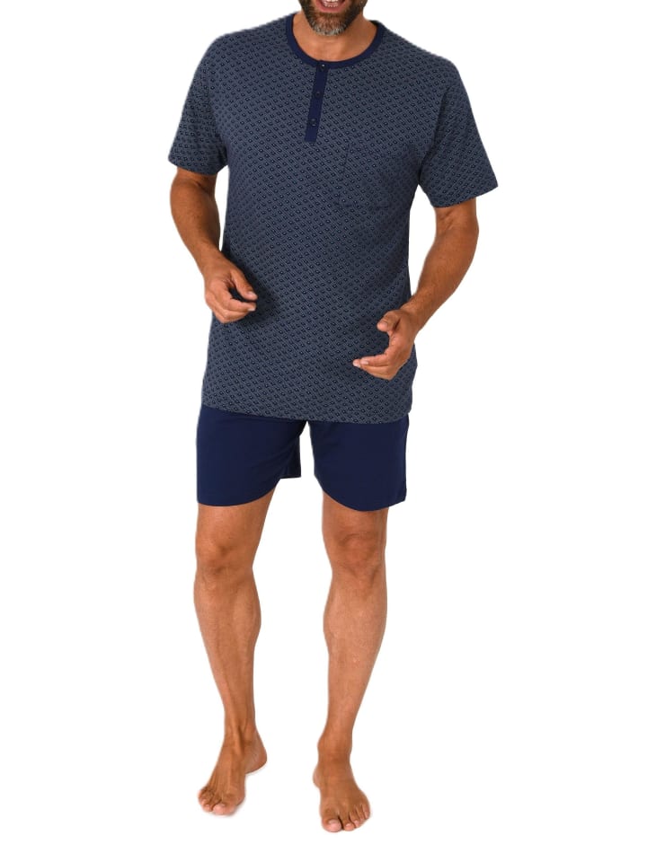 Kurzarm Schlafanzug Shorty Pyjama print Übergröße in grün