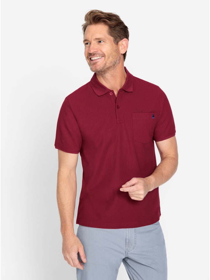 Kurzarm-Poloshirt in dunkelrot