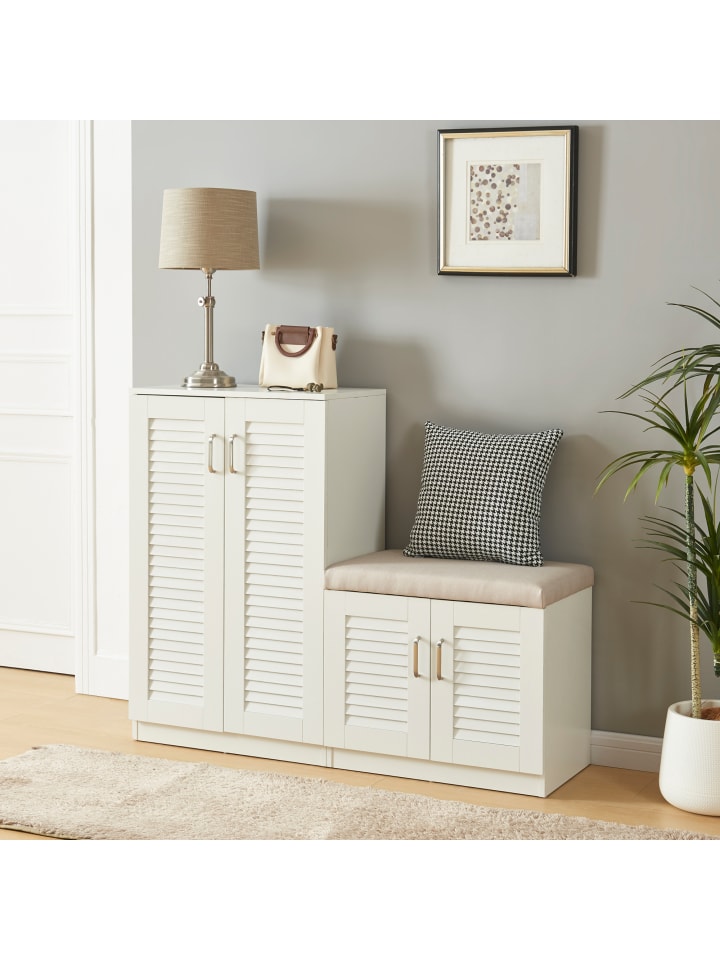 Schuhschrank Løten in Weiß (H)97cm (B)120cm