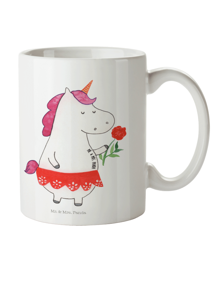 Becher Einhorn Dame ohne Spruch in Weiß