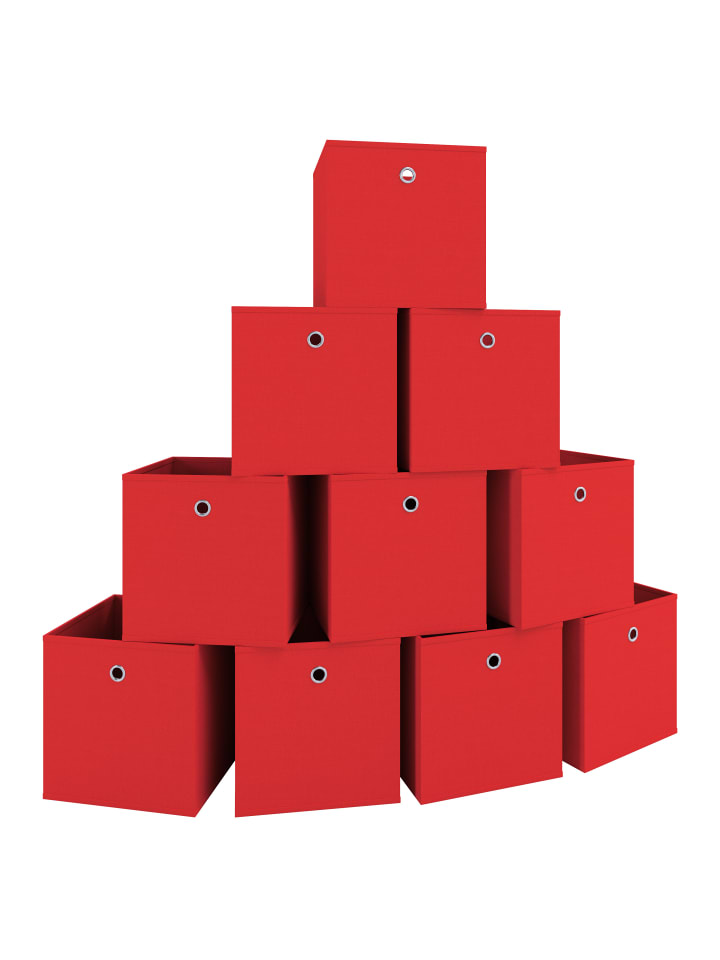 10er Set Faltbox Klappbox Aufbewahrungsbox Boxas in Rot