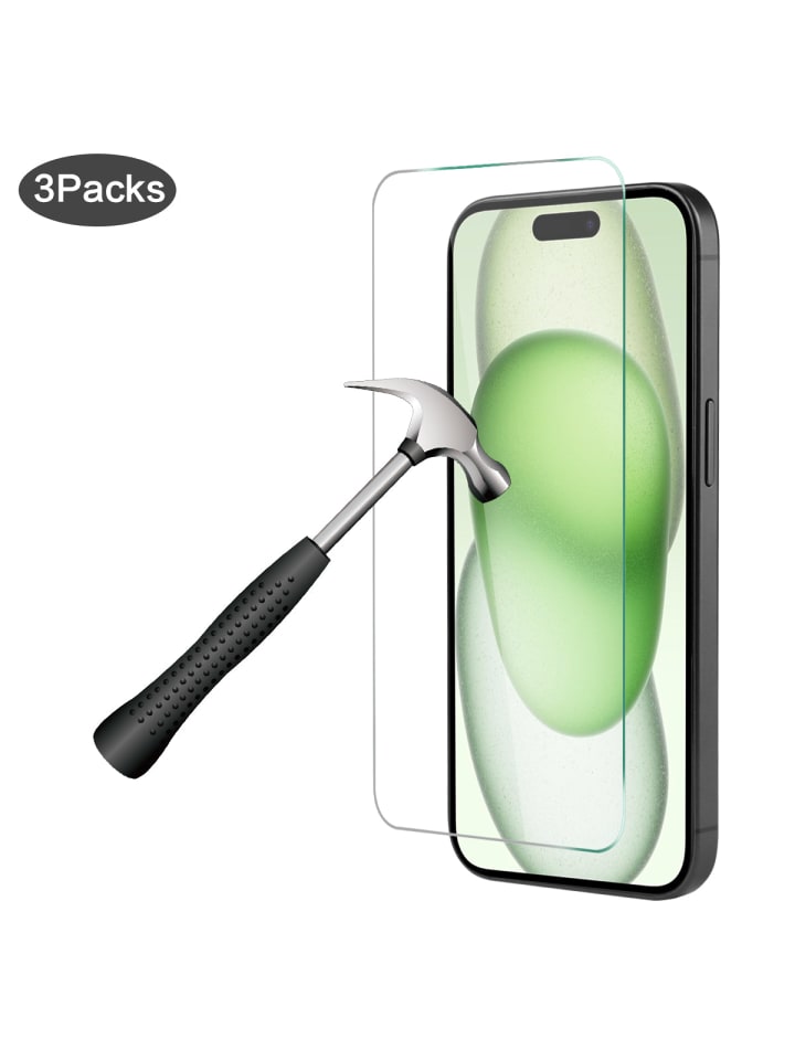 3er-Set Panzerglas iPhone 15 Plus in Transparent