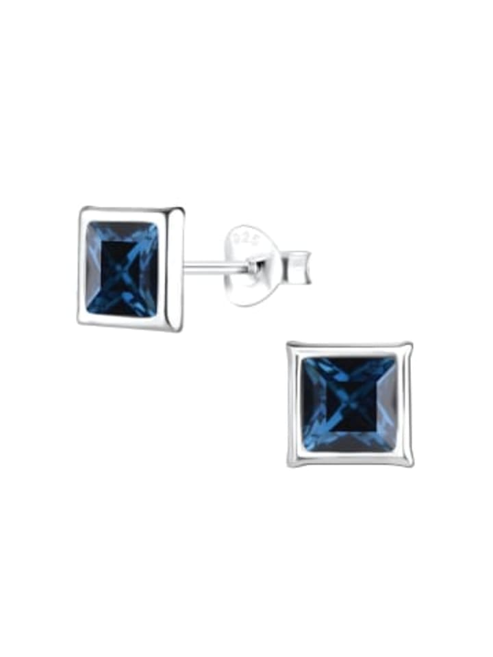 Ohrstecker VIERECK Kristall montana in 925 Sterling Silber, 2-tlg.
