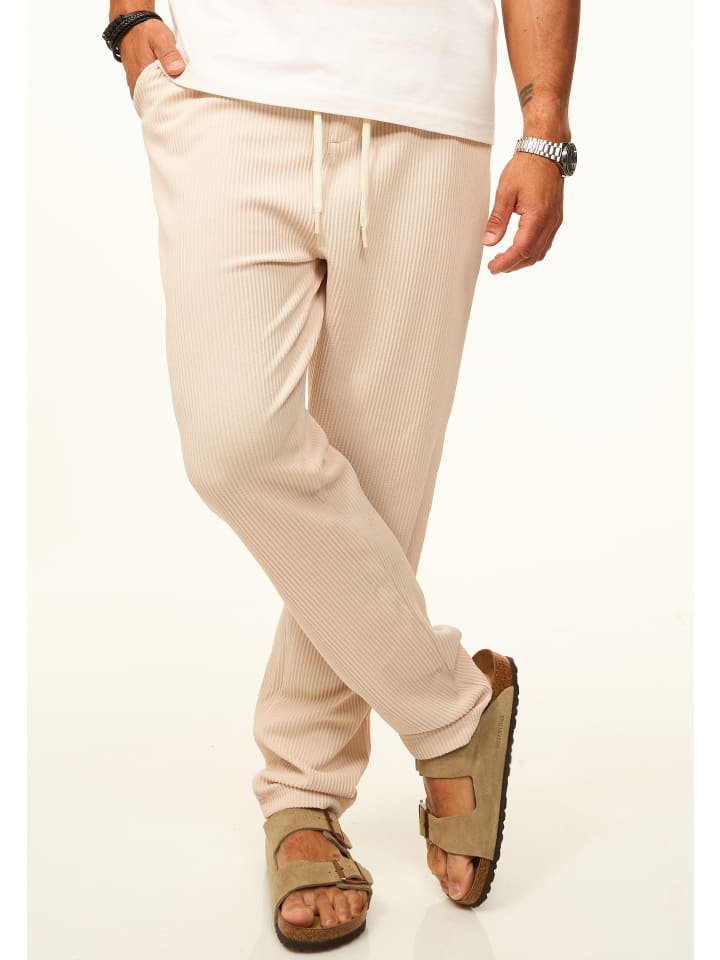 Stoffhose - im Chinohose Stil mit Gummibund & Kordel als Sommerhose in Beige